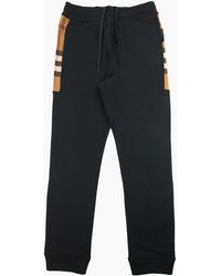 Burberry - Check Panel Cotton Jogging Pants - Lyst