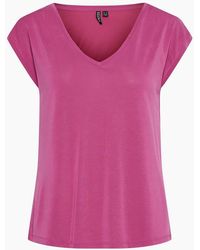 Pieces - Regular Fit V-Neck Knit T-Shirt - Lyst