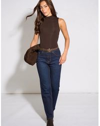 Gini London - Mid Rise Straight Leg Jeans - Lyst