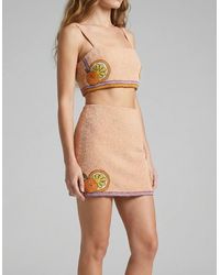 Oceanus - Melodie Co-Ord Hand Embroidered Crystal Skirt Peach - Lyst