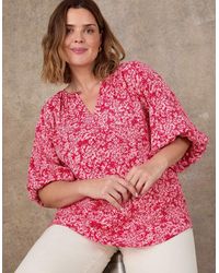 Live Unlimited London - Floral Print Puff Sleeve Blouse - Lyst