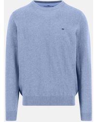 Fynch-Hatton - Fine Knit Cotton Crewneck Sweater New Breeze - Lyst