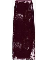 Ro&zo - Burgundy Liquid Sequinned Skirt - Lyst