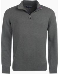 Barbour - Marl Half Zip Cotton Knitted Jumper - Lyst