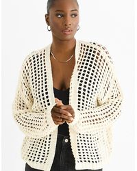 Gini London - Open Knit Edge To Edge Cardigan - Lyst