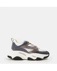 Steve Madden - Chunky Heel Lace-Up Textured Sneakers - Lyst