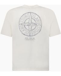 Stone Island - Organic Cotton Stone Print T-Shirt Ivory - Lyst