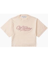 Off-White c/o Virgil Abloh - Embroidered Baseball Logo Crop Tee - Lyst