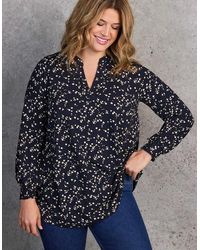 Live Unlimited London - Petite Ditsy Print Nehru Collar Tunic - Lyst