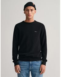 GANT - Cotton Pique Crew Neck Jumper - Lyst