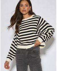 Gini London - Recycle Mix Contrast Stripe Loose Fit Knit Jumper - Lyst