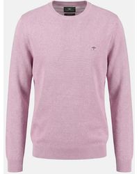 Fynch-Hatton - Fine Knit Air Cotton Crewneck Sweater Magnolia - Lyst