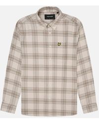 Lyle & Scott - Tonal Check Flannel Shirt Light Mist/Heritage Taupe - Lyst