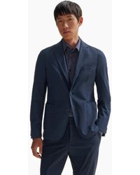 BOSS - Solid Patterned Suit Jacket With Flap Pocket - Lyst