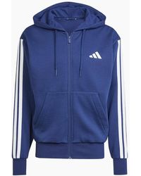 adidas - Fleece 3 Stripes Full Zip Hoodie - Lyst