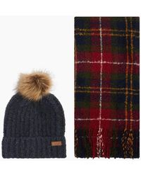 Barbour - Saltburn Beanie & Tartan Scarf Set - Lyst