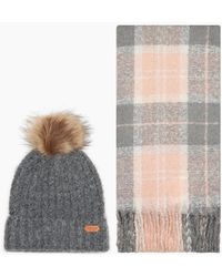 Barbour - Saltburn Beanie & Tartan Scarf Set - Lyst