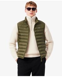 Lacoste - Solid Patterned Zipped Pocket Puffer Coat - Lyst