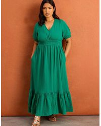 Live Unlimited London - Cheesecloth V Neck Maxi Dress - Lyst