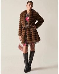 James Lakeland - Chocolate Ribbed Faux-Fur Coat - Lyst