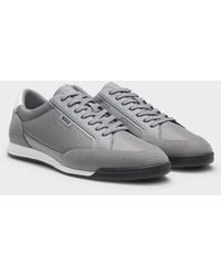 BOSS - Boss Nitan Suede-Trim Trainers With Ribbed Sole - Lyst