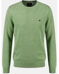 Fynch-Hatton - Fine Knit Air Cotton Crewneck Sweater Avocado - Lyst