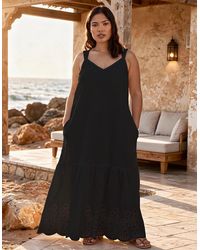 Live Unlimited London - Petite Linen Blend Broderie Maxi Dress - Lyst