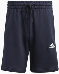 adidas - Essentials 3 Stripe Fleece Shorts - Lyst