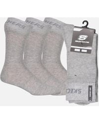 Skechers - 3-Pack Mesh Ventilation Crew Socks, Light Melalnge - Lyst