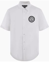 Versace - Printed Logo Short Sleeve Shirt - Lyst