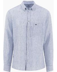 Fynch-Hatton - Fynch-Hatton Long Sleeved Linen Shirt Harbour Stripe - Lyst