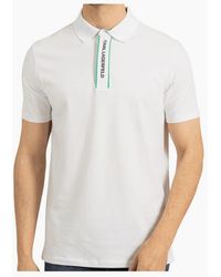 KARL LAGERFELD - Cotton Placket Logo Polo Shirt - Lyst
