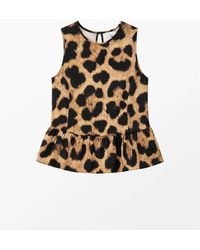 Ro&zo - Leopard-Print Cotton Peplum Top - Lyst