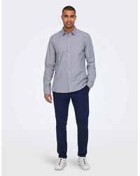 ONLY - Solid Patterned Slim Trousers - Lyst
