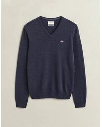 GANT - Superfine Lambswool V-Neck Sweater - Lyst