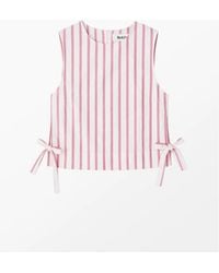Ro&zo - Stripe Cotton Blend Tie Side Shell Top - Lyst