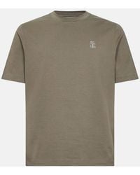 Brunello Cucinelli - Branded Cotton T Shirt - Lyst