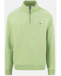 Fynch-Hatton - 1/4 Zip Stand Collar Sweatshirt Avocado - Lyst