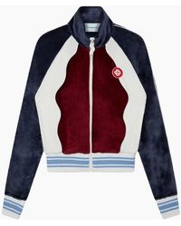 CASABLANCA - Panelled Track Top Burgundy Jacket - Lyst
