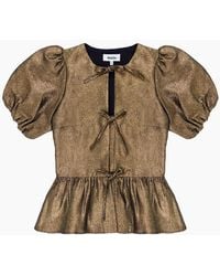 Ro&zo - Tie Front Puff Sleeve Top - Lyst