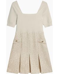 Ted Baker - Vulpad Knit Bodice Boucle Ivory Mini Dress - Lyst