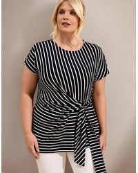 Live Unlimited London - Stripe Jersey Side Tie Top - Lyst