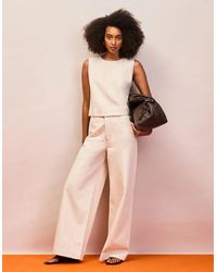 Ro&zo - Ecru Cotton Twill Wide Leg Jeans - Lyst