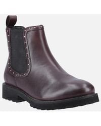 Hush Puppies - Gwyneth Leather Plum Flat Chelsea Boots - Lyst