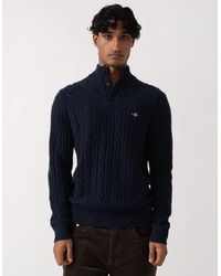 GANT - Lambswool Cable Half Button Sweater - Lyst