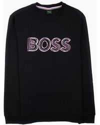 BOSS - Salbo 1 Embroidered Layered Logo Sweatshirt 001 - Lyst
