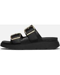 Fitflop - Gen-Ff Buckle Two-Bar Leather Slides - Lyst