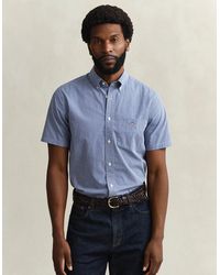GANT - Regular Fit Classic Poplin Gingham Short Sleeve Shirt - Lyst