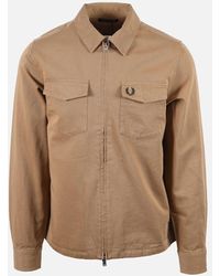 Fred Perry - Twill Zip Through Overshirt Warm Stone - Lyst
