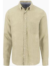 Fynch-Hatton - Fynch-Hatton Long Sleeved Linen Shirt Pistachio - Lyst